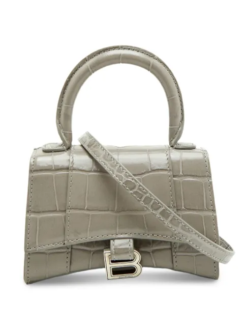 Balenciaga Pre-Owned Hourglass croc-embossed shoulder bag Grey 1318549