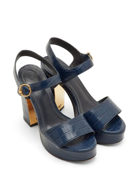 Tory Burch croc-embossed ankle-strap sandals Blue 1301287