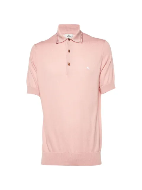 Etro Pre-Owned embroidered-logo knit polo shirt Pink 1278666