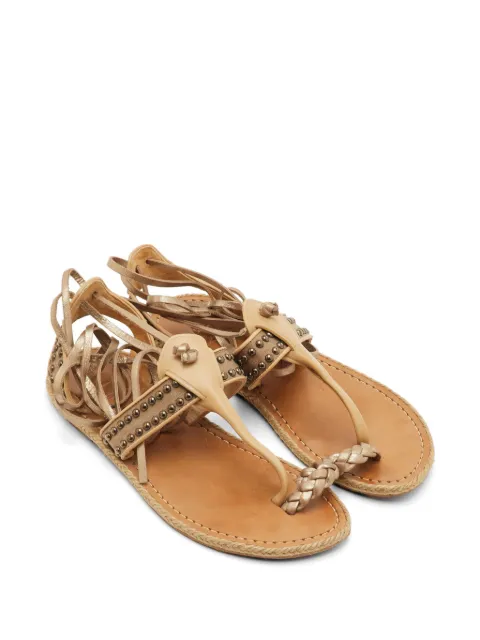 Christian Louboutin Pre-Owned studded ankle-strap flat sandals Neutrals 1305112
