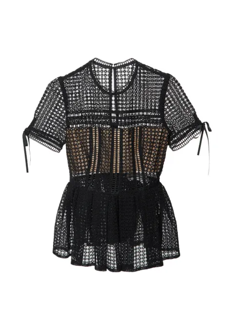 Self-Portrait perforated top Black 1314644