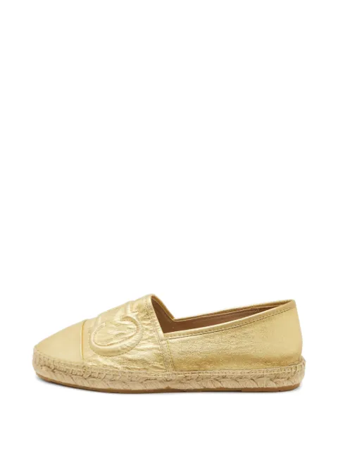 Carolina Herrera Vintage Initials Insignia leather espadrilles Gold 1318067