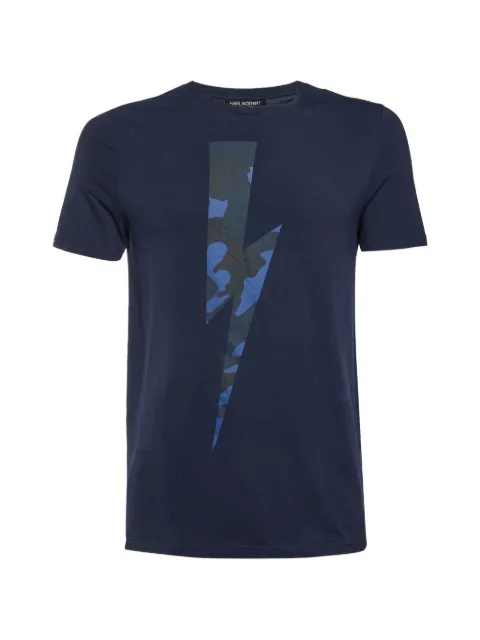 Neil Barrett lightning-bolt print cotton T-shirt Blue 1333587