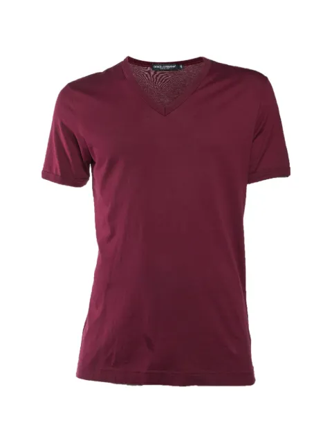 Dolce & Gabbana Pre-Owned cotton V-neck T-shirt Red 1333732