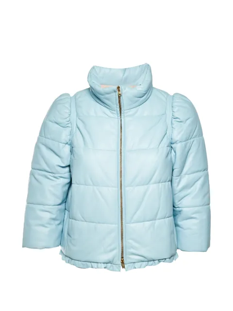 Miu Miu Pre-Owned leather puffer jacket Blue 1332363