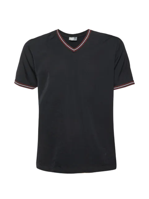 Gucci Pre-Owned stripe-detail V-neck T-shirt Black 1333524