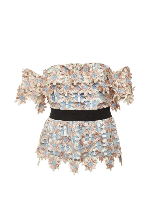 Self-Portrait floral-appliqué blouse Pink 1336495