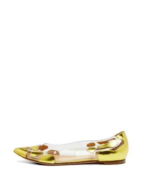 Gianvito Rossi Plexi pointed-toe ballet flats Gold 1333894