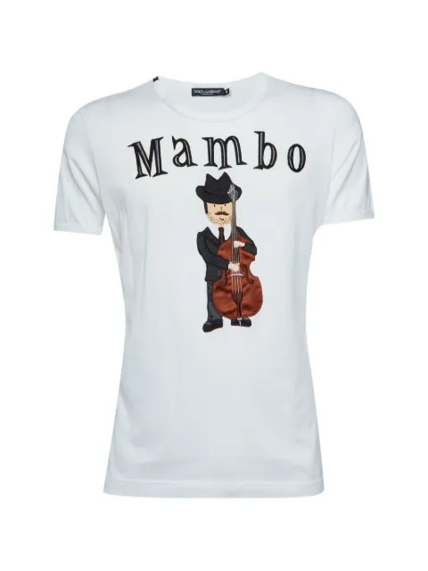 Dolce & Gabbana Pre-Owned Mambo-embroidered T-shirt White 1334735