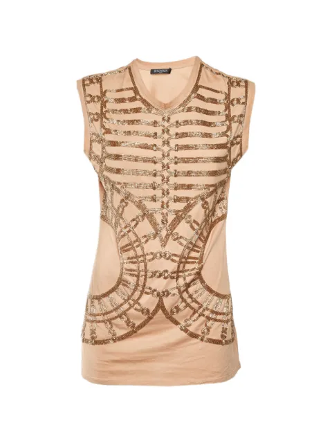 Balmain Pre-Owned bead-embellished sleeveless top Neutrals 1342000