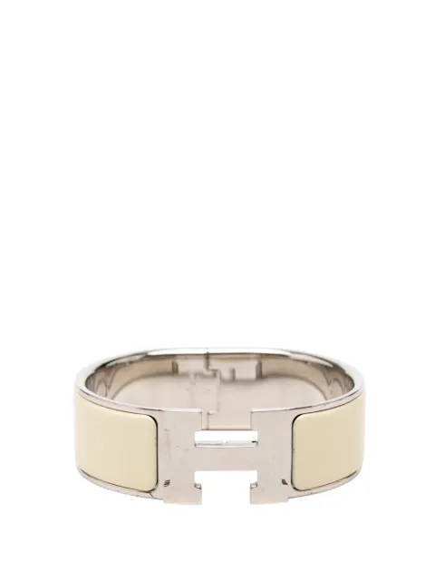 Hermès Pre-Owned 2019 Wide Enamel Clic Clac H Bracelet PM costume bracelet Silver 89CPTFK0X41QCJL1