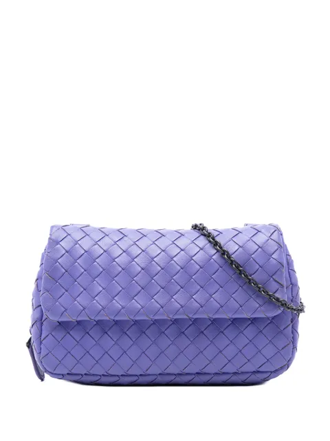 Bottega Veneta Pre-Owned 2012-2026 Mini Nappa Intrecciato Expandable Chain Flap crossbody bag Purple T2W9FF8V497AC5EM