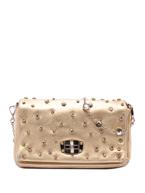Miu Miu Pre-Owned 2010-2026 Metallic Nappa Strass Studded Flap crossbody bag Gold AE76RY7FOSA22XPE