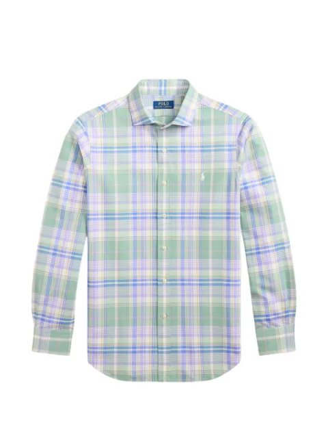 Polo Ralph Lauren custom-fit plaid embroidered-logo shirt Green 710B16789