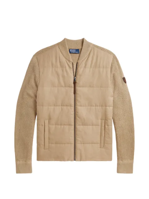 Polo Ralph Lauren quilted-panel ribbed zipped cardigan Neutrals 710B17978