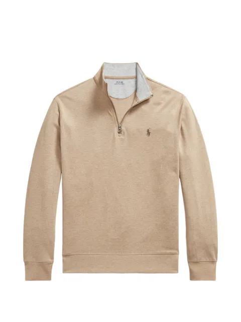 Polo Ralph Lauren quarter-zip embroidered-logo sweater Neutrals 710812963