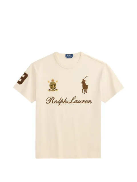 Polo Ralph Lauren logo-embroidered crest-patch T-shirt Neutrals 710B20010