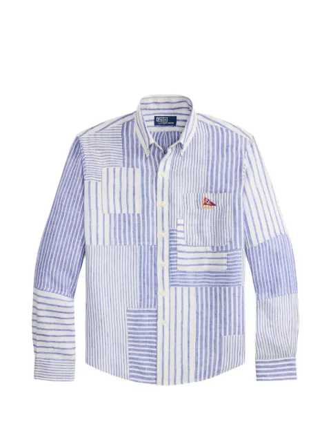 Polo Ralph Lauren logo-detail striped shirt Blue 710B18205