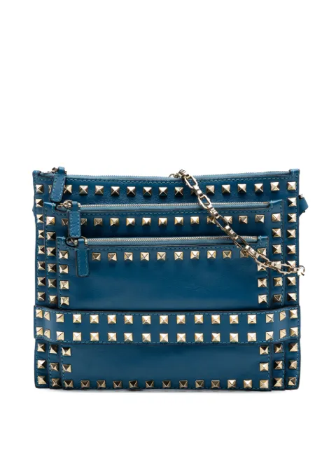 Valentino Garavani Pre-Owned 2000-2017 Leather Rockstud Triple Zip crossbody bag Blue 2BKY4UDIE4DN9IXL