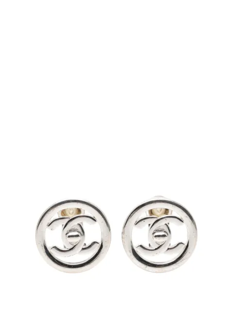 CHANEL Pre-Owned 2007 CC Brass Turnlock Round Clip On Earrings costume earrings Silver QVQZBB8N5UYOXF1O