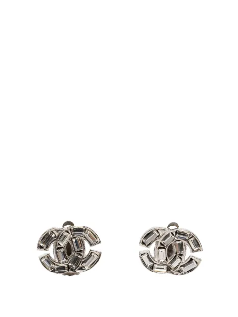 CHANEL Pre-Owned 2001 CC Brass and Strass Clip On Earrings costume earrings Silver 9GMTLMGN00BUKMEN