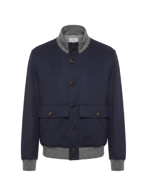 Brunello Cucinelli contrast-trim button-up jacket Blue MV4216017CZ170