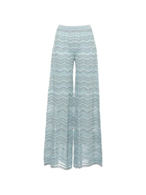 D.Exterior wide-leg chevron knit trousers Blue 62462