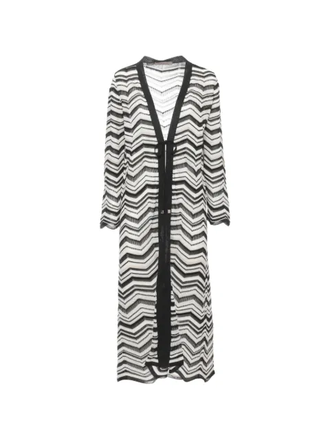 D.Exterior chevron-knit cardigan White 62463