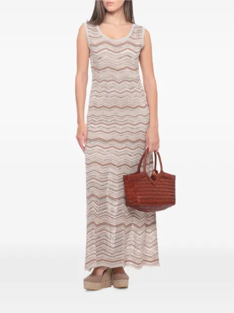 D.Exterior chevron-knit sleeveless maxi dress Neutrals 624675CONC