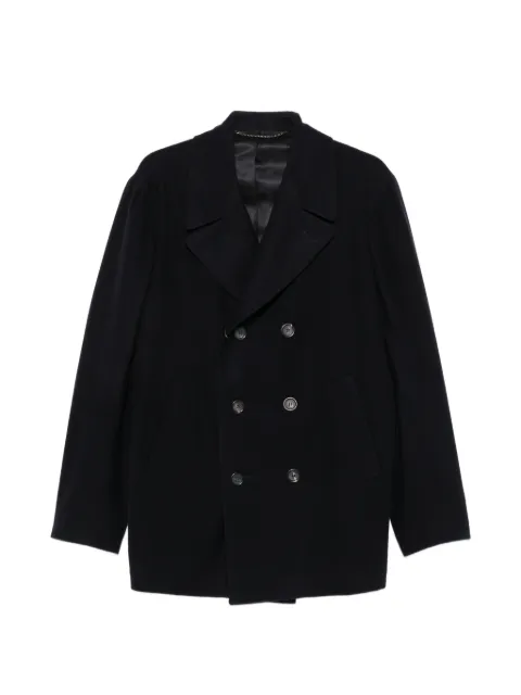 Canali logo-patch double-breasted peacoat Blue 55847FF05769