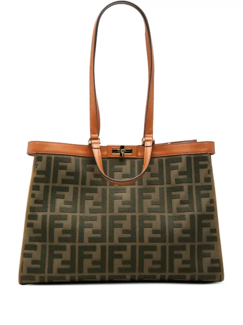 Fendi Pre-Owned 2010-2026 Zucca Embroidered Canvas Peekaboo X Tote satchel Green X99YSQSYTABEY8KQ