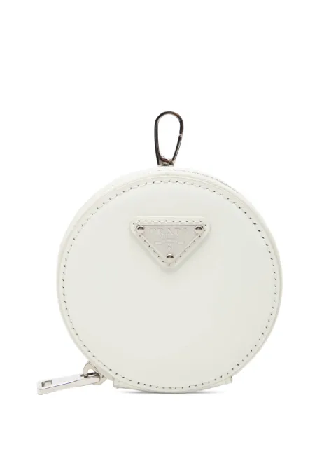 Prada Pre-Owned 2013-2026 Spazzolato Round Bag Charm coin pouch White QNO6VBCC0WYDAO8X