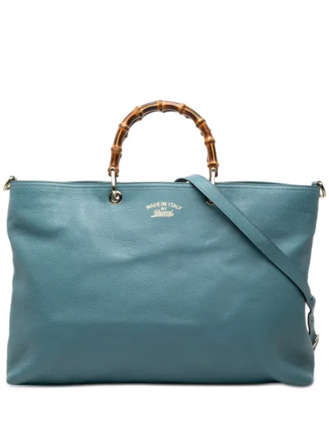Gucci Pre-Owned 2000-2015 Large Calfskin Bamboo Shopper satchel Blue U0VK06HOORP58JOD