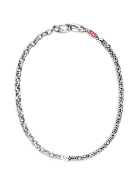 Diesel multi-link logo-tag necklace Silver DX169400DJW