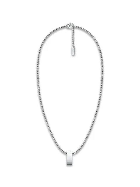 Diesel enamel D logo-pendant necklace Silver DX168900DJW