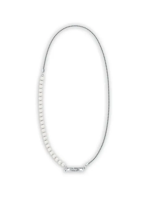 Diesel pearl-embellished sterling silver necklace Silver DL136900DJW