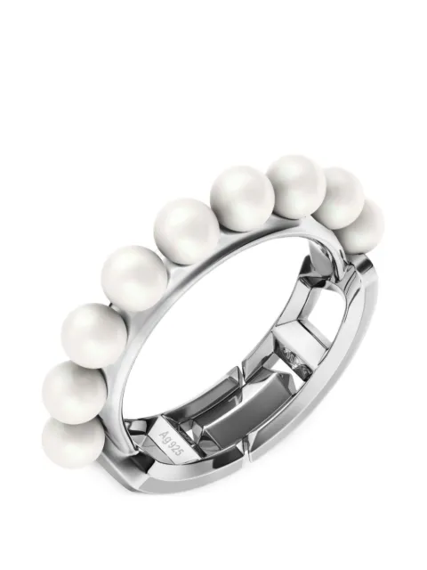 Diesel pearl-embellished band ring Silver DL137000DJW