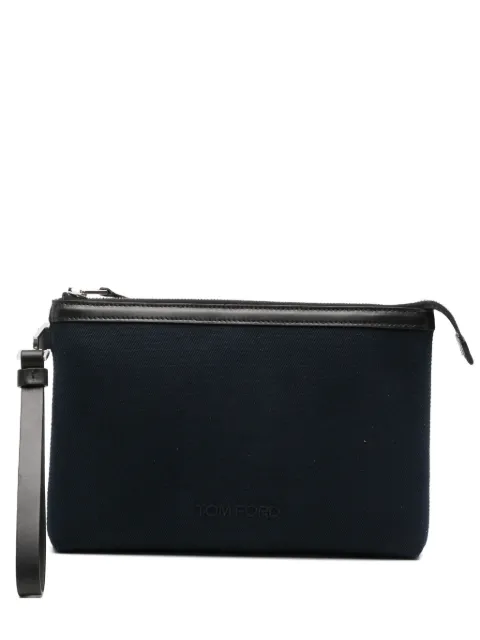 TOM FORD logo-embossed wrist-strap clutch bag Blue H0768TCN062Y