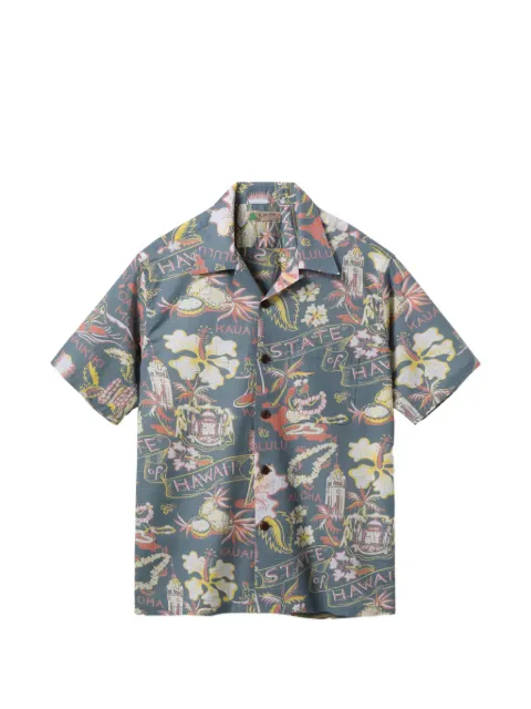 Sun Surf graphic-print short-sleeve shirt Blue SS39693
