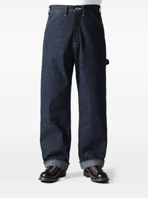 Sugar Cane Jeans logo-patch work denim jeans Blue SC42495
