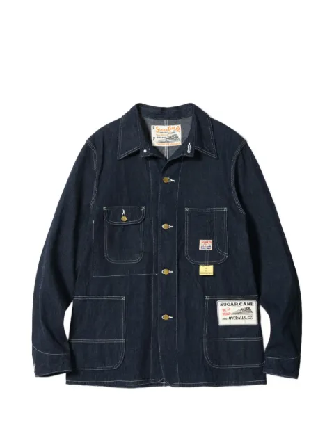 Sugar Cane Jeans contrast-stitch patch-pocket button-down denim jacket Blue SC15655