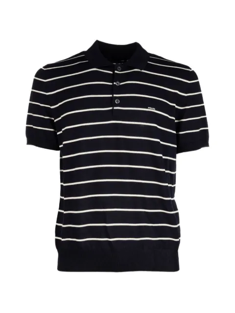 Prada short-sleeved striped cotton polo shirt Blue UMF327194E