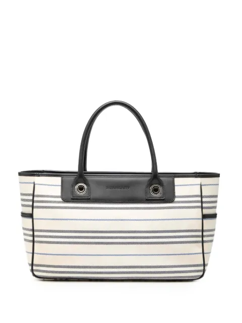 Burberry Pre-Owned 2000-2017 Striped Canvas handbag White C4ZJM0BCMNA3Y9DV