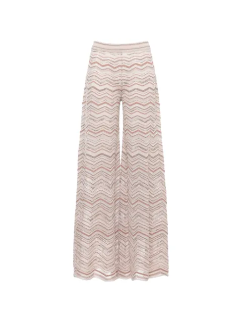 D.Exterior wide-leg chevron knit trousers Neutrals 62462