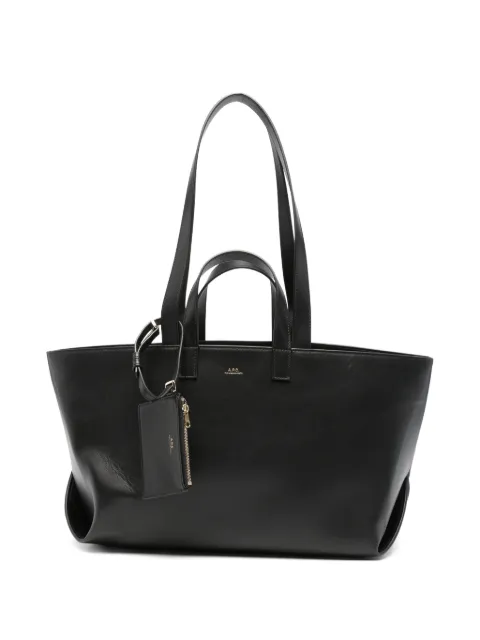 A.P.C. Le Drummer logo-stamp leather tote bag Black PXCENF67057