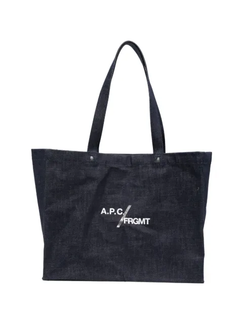 A.P.C. logo-print denim shoulder bag Blue COHOOM67095