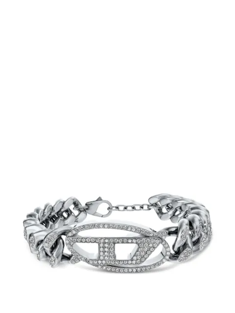 Diesel Oval D crystal-embellished bracelet Silver DX170700DJW
