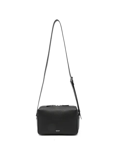 TOM FORD grained-leather logo-stamp messenger bag Black H0761LCL614Y