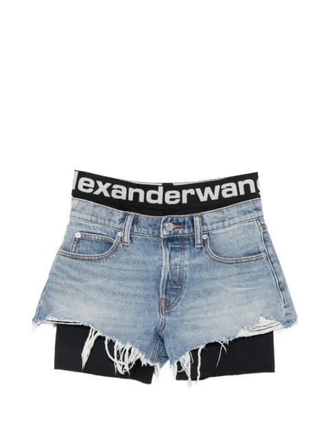 Alexander Wang layered frayed shorts Blue 4DC32643020