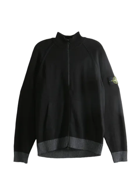 Stone Island logo-patch zip-up sweater Black L1S155100036S01D3